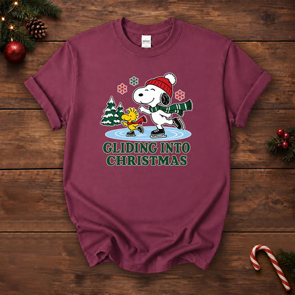 Gliding Into Christmas Ice Skating Winter Holiday T-Shirt