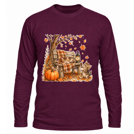 Cozy Fall Porch Pumpkin Lantern Autumn Long Sleeve T-Shirt