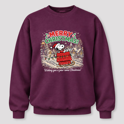 Merry Christmas Snowy Village Festive Sled Sweatshirt