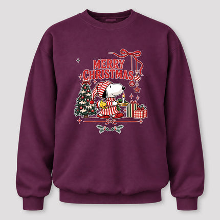 Merry Christmas Candlelight Tree Holiday Graphic Sweatshirt