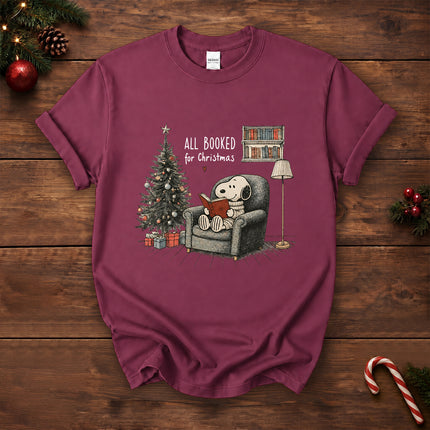 All Booked for Christmas Book Lover Cozy Reading T-Shirt