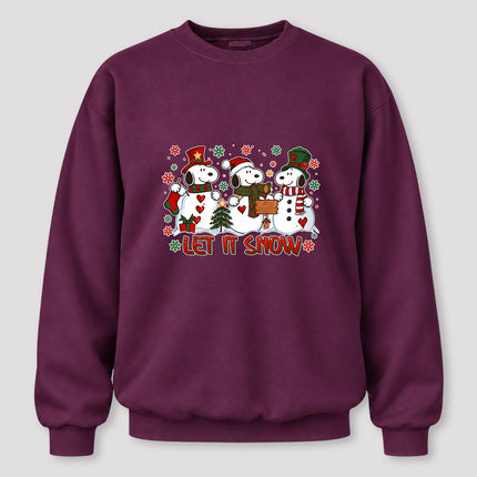 Let It Snow Christmas Snowman Trio Holiday Graphic Sweatshirt