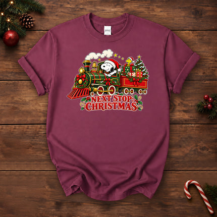 Next Stop Christmas Train Vintage Holiday T-Shirt