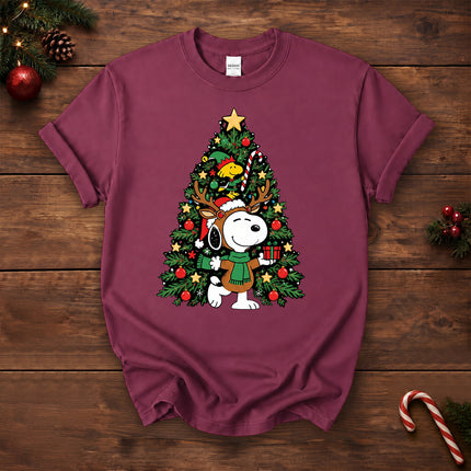 Christmas Tree Reindeer Antlers Holiday Gift T-Shirt