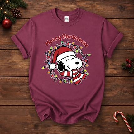 Merry Christmas Santa Hat Colorful Lights T-Shirt