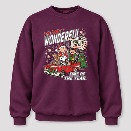 Christmas Tree Farm Vintage Car Most Wonderful Time Sweatshirt