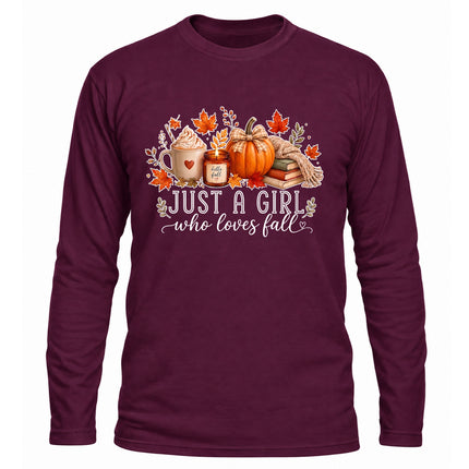 Just a Girl Who Loves Fall Pumpkin Cozy Autumn Long Sleeve T-Shirt