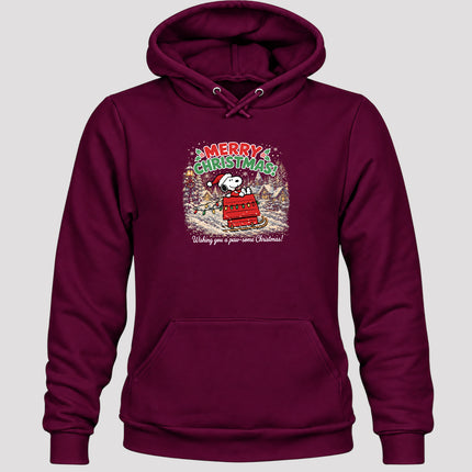 Merry Christmas Snowy Village Holiday Sled Hoodie