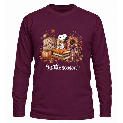 Tis the Season Cozy Fall Pumpkin Book Lover Long Sleeve T-Shirt