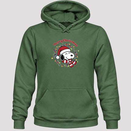 Merry Christmas Santa Hat Colorful Lights Hoodie
