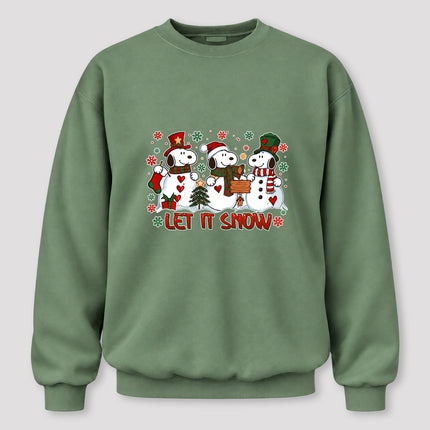 Let It Snow Christmas Snowman Trio Holiday Graphic Sweatshirt
