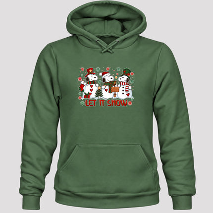 Let It Snow Christmas Snowman Trio Winter Holiday Hoodie