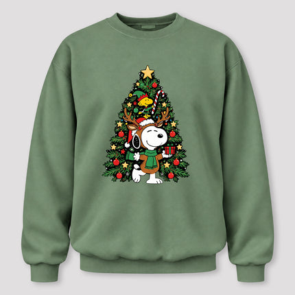 Christmas Tree Reindeer Antlers Festive Gift Sweatshirt