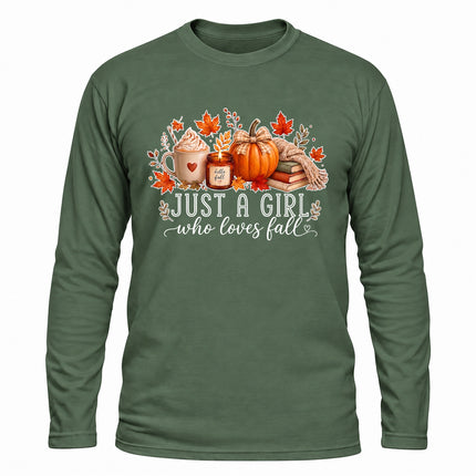 Just a Girl Who Loves Fall Pumpkin Cozy Autumn Long Sleeve T-Shirt