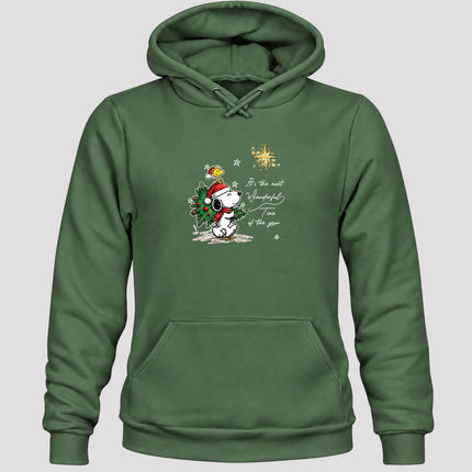 Most Wonderful Time Christmas Tree Golden Star Hoodie