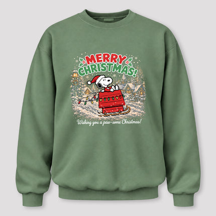 Merry Christmas Snowy Village Festive Sled Sweatshirt