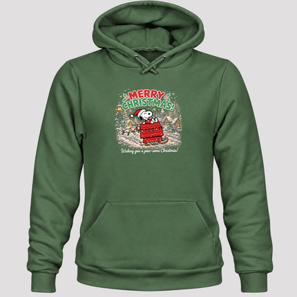 Merry Christmas Snowy Village Holiday Sled Hoodie