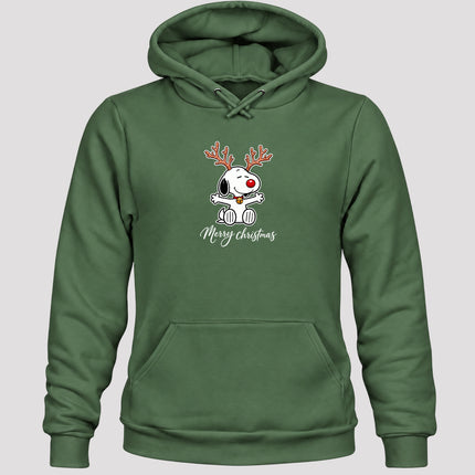 Merry Christmas Reindeer Antlers Red Nose Hoodie