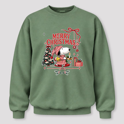 Merry Christmas Candlelight Tree Holiday Graphic Sweatshirt