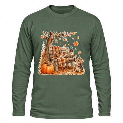 Cozy Fall Porch Pumpkin Lantern Autumn Long Sleeve T-Shirt