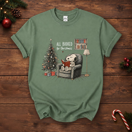 All Booked for Christmas Book Lover Cozy Reading T-Shirt