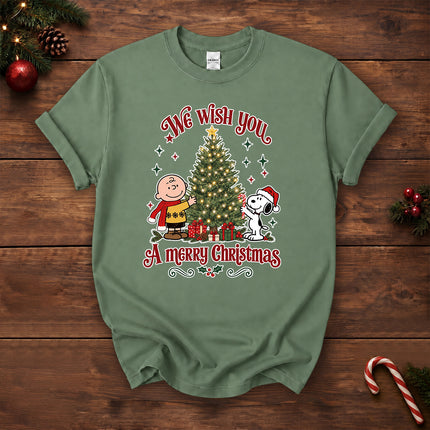 We Wish You a Merry Christmas Vintage Tree Graphic T-Shirt