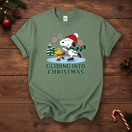 Gliding Into Christmas Ice Skating Winter Holiday T-Shirt