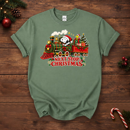 Next Stop Christmas Train Vintage Holiday T-Shirt