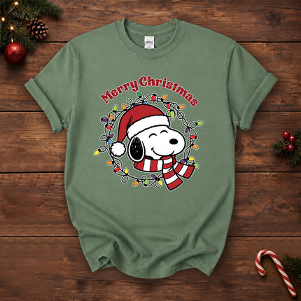 Merry Christmas Santa Hat Colorful Lights T-Shirt