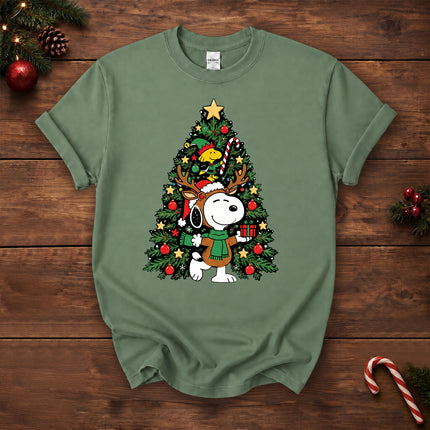 Christmas Tree Reindeer Antlers Holiday Gift T-Shirt