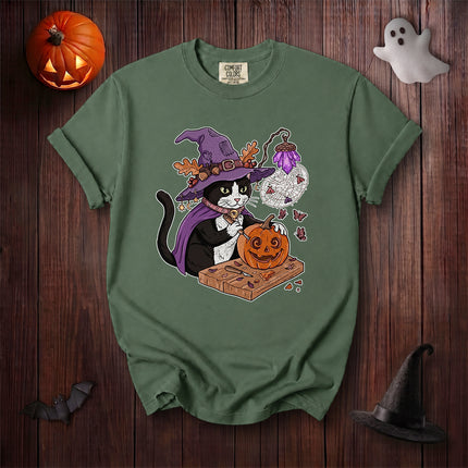 Comfort Colors Black Cat Halloween Witch Pumpkin Carving T-Shirt