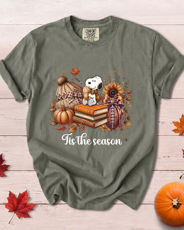 Comfort Colors Fall Autumn Tis The Season Pumpkin Books Cozy Football T-Shirt
