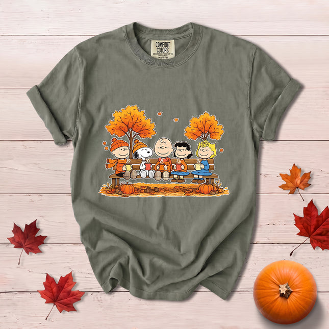 Comfort Colors Fall Autumn Cozy Friends Pumpkin Maple Leaves T-Shirt