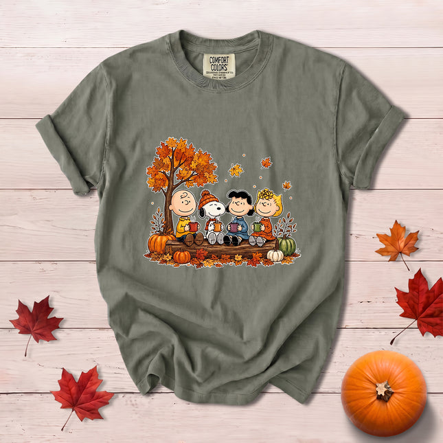 Comfort Colors Fall Autumn Cozy Friends Pumpkin Maple Leaves T-Shirt