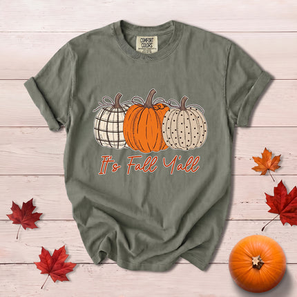 Comfort Colors Fall Autumn Pumpkin Trio Its Fall Yall Southern T-Shirt