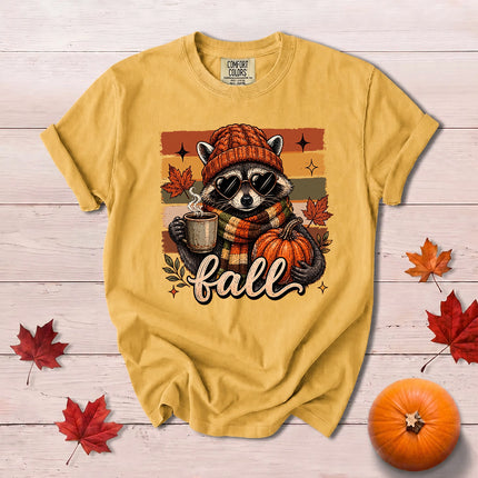 Comfort Colors Cute Raccoon Fall Pumpkin Thanksgiving T-Shirt