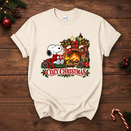 Cozy Christmas Fireplace Hot Cocoa Holiday T-Shirt