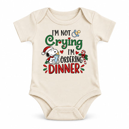Funny Christmas I'm Not Crying I'm Ordering Dinner Baby Bodysuit