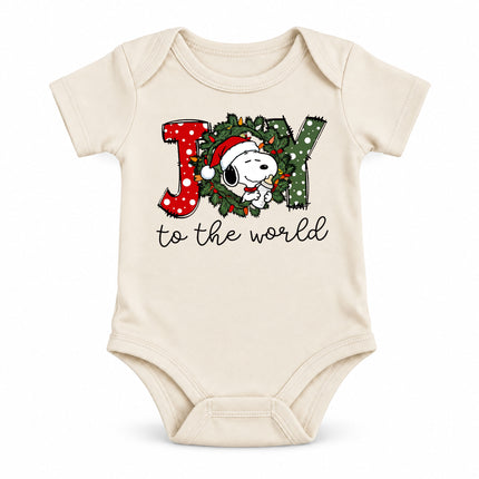 Joy to the World Christmas Wreath Holiday Outfit Baby Bodysuit