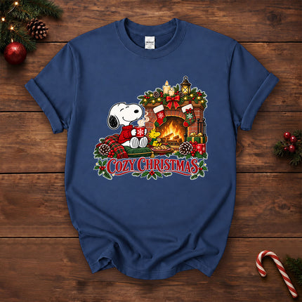 Cozy Christmas Fireplace Hot Cocoa Holiday T-Shirt