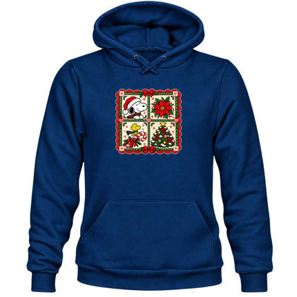 Christmas Patchwork Poinsettia Holiday Quilt Hoodie