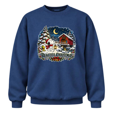 Peaceful Christmas Snowy Covered Bridge Winter Night Sweatshirt