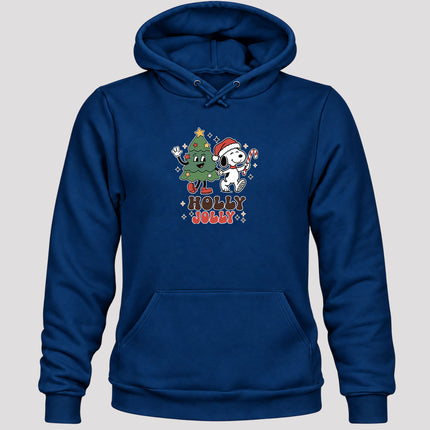 Holly Jolly Christmas Tree Candy Cane Retro Hoodie