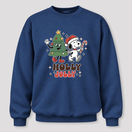 Holly Jolly Christmas Tree Candy Cane Retro Sweatshirt