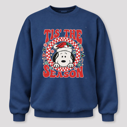 Tis The Season Christmas Retro Checkered Santa Hat Sweatshirt