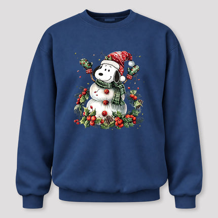 Christmas Snowman Santa Hat Holly Berries Sweatshirt