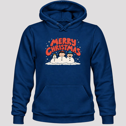 Merry Christmas Retro Snowmen Winter Scene Hoodie