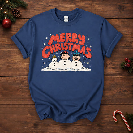 Merry Christmas Retro Snowy Winter Graphic T-Shirt
