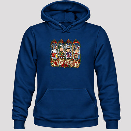 Merry and Bright Christmas Vintage Winter Village Hoodie