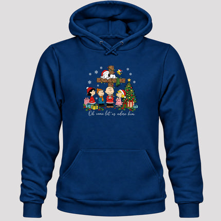 Oh Come Let Us Adore Him Christmas Cross Hoodie